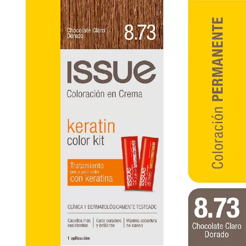 Issue Keratin Color Kit N° 8.73 Chocolate Claro Dorado Tienda Sancor